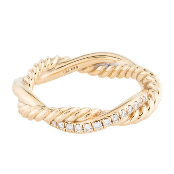DAVID YURMAN 18K 750 YELLOW GOLD  DIAMOND PETITE INFINITY BAND RING - Picture 5 of 8